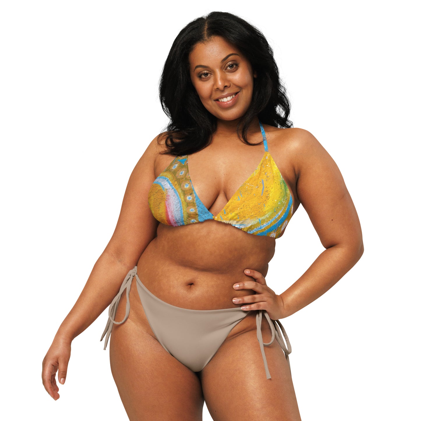 Urban |Bikini top con lacci riciclato con stampa all over