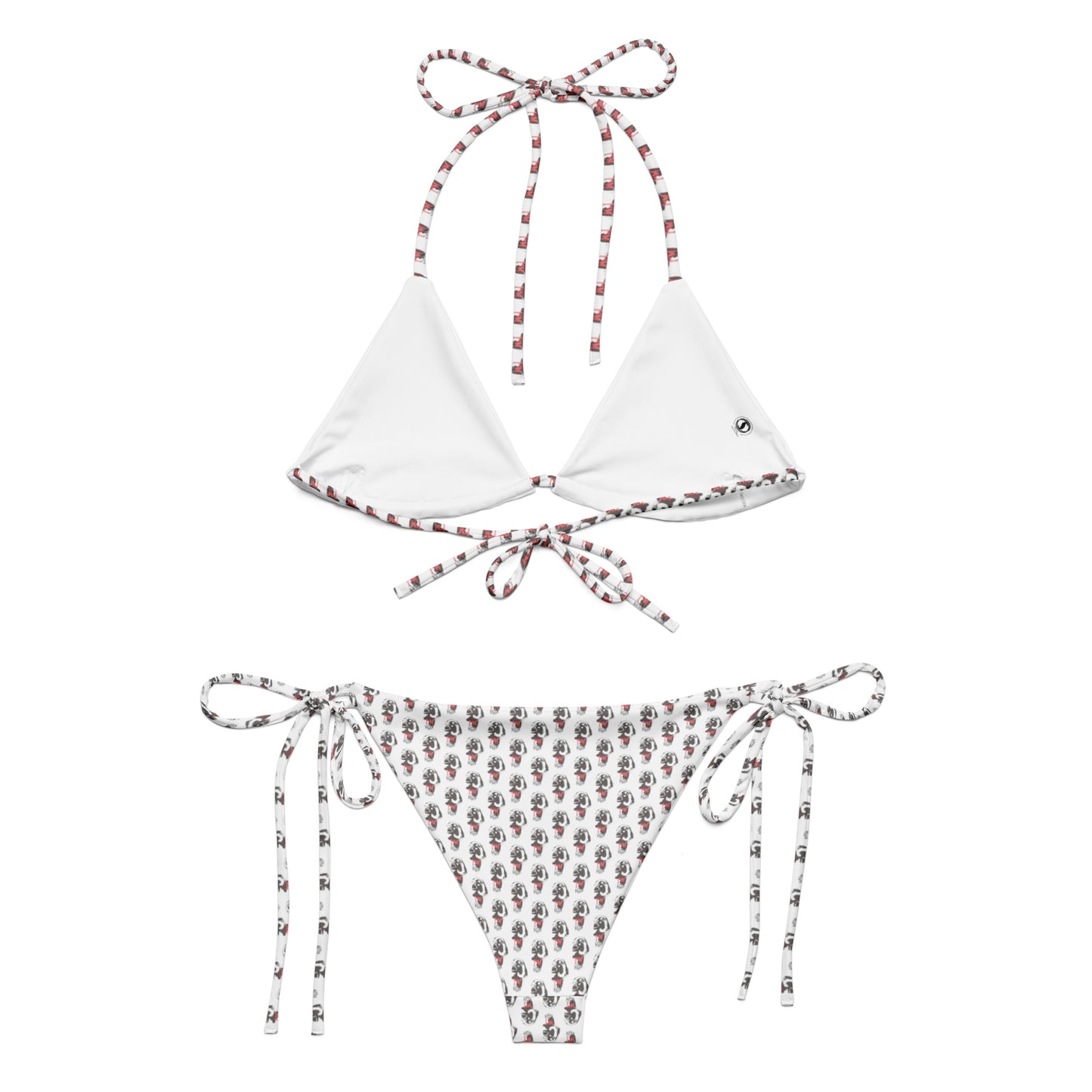 Wow | Bikini in tessuto riciclato con lacci e stampa all over