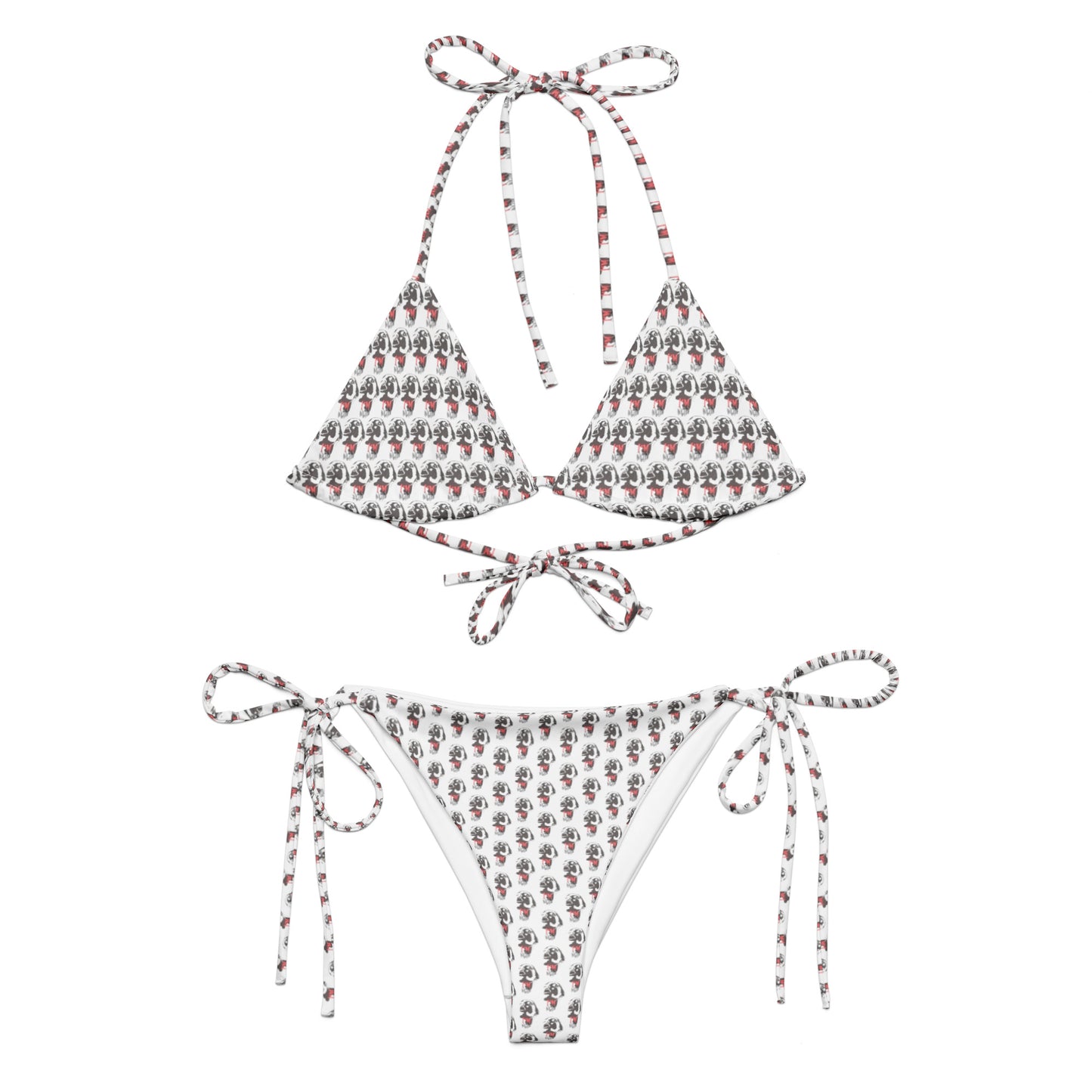 Wow | Bikini in tessuto riciclato con lacci e stampa all over