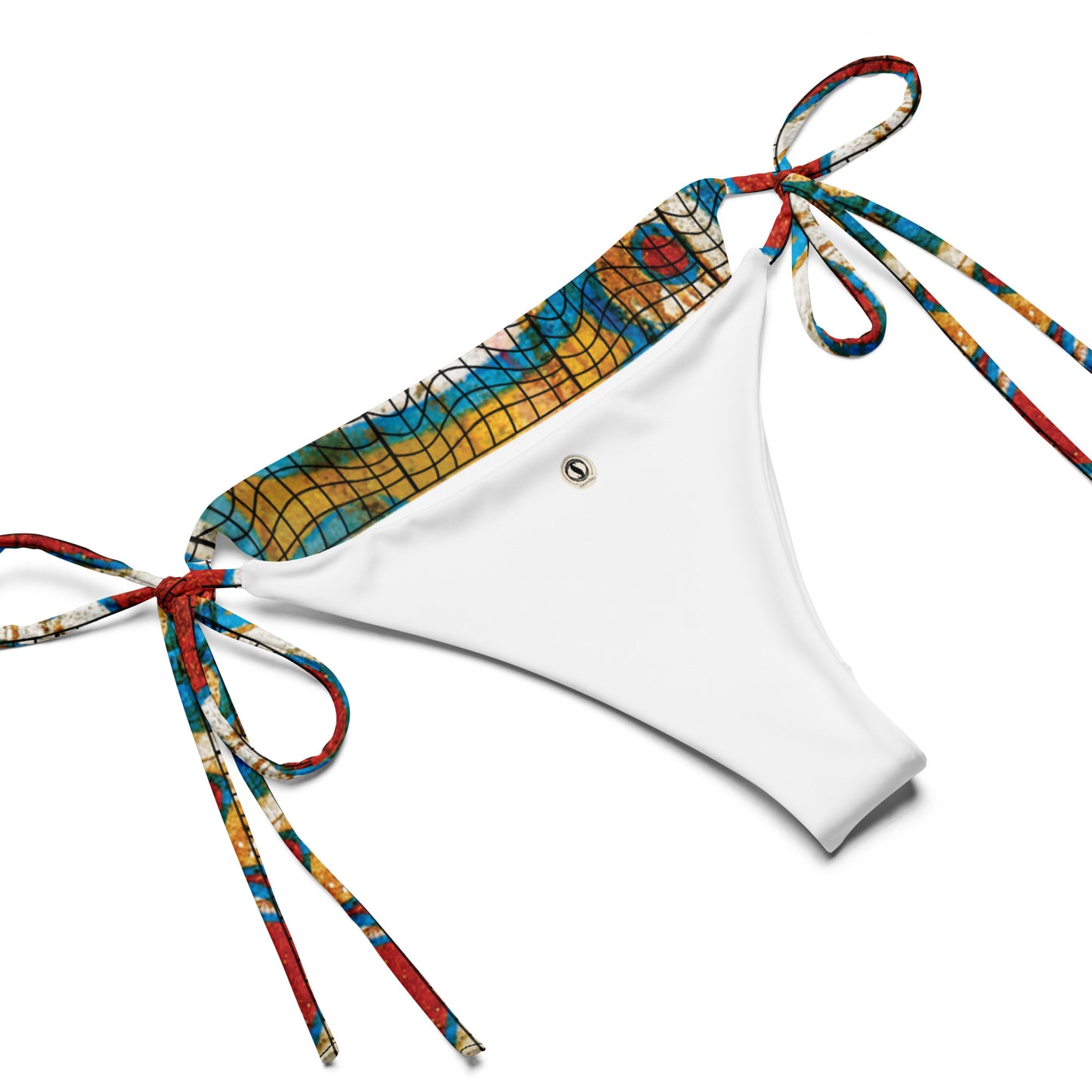 UrbanBikini in tessuto riciclato con lacci e stampa all over