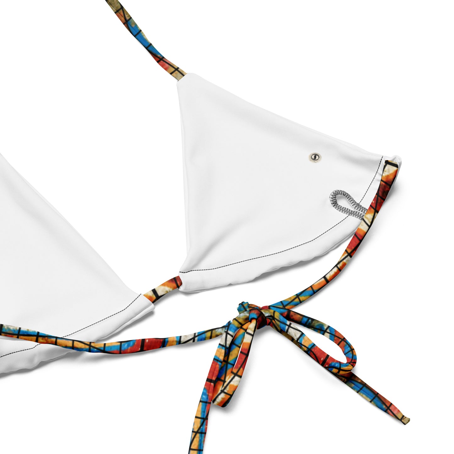 Afrosbikini | Bikini in tessuto riciclato con lacci e stampa all over