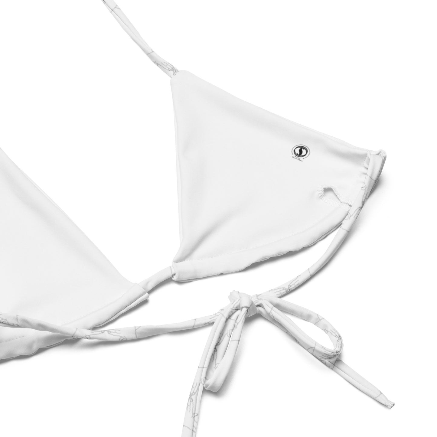 Bikini top con lacci riciclato con stampa all over